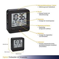 TFA Dostmann 60.2536.01 Wekker Zendergestuurd Zwart Alarmtijden 4 - thumbnail