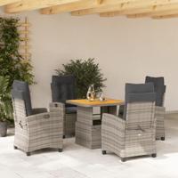 5-delige Tuinset met kussens poly rattan grijs - thumbnail