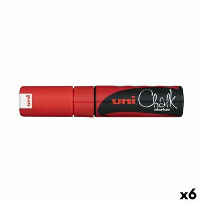 Vloeibare krijtstiften Uni-Ball PWE-8K Rood (6 Onderdelen) (6 Stuks)