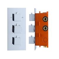 Best Design Inbouw Thermostaat Sano box 3 Weg 1/2 Vierkante Knoppen Chroom - thumbnail