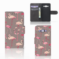 Samsung Galaxy A3 2015 Telefoonhoesje met Pasjes Flamingo - thumbnail