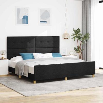 Bedframe met hoofdeinde Zwart 200 x 200 cm Stof