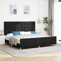 Bedframe met hoofdeinde Zwart 200 x 200 cm Stof - thumbnail