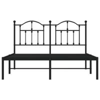 Bedframe met hoofdbord metaal zwart 140x200 cm - thumbnail