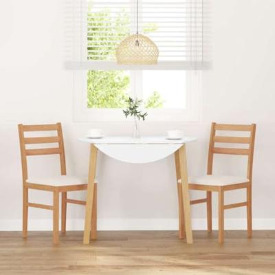 Eetkamerstoelen met kussens 2 st massief hout rubber