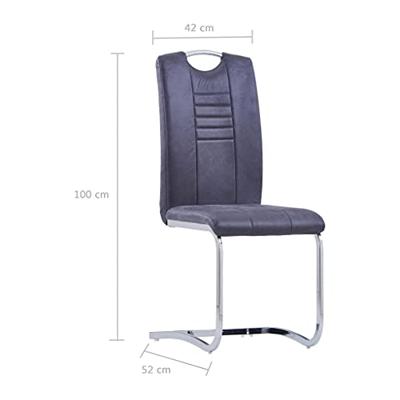 VidaXL Eetkamerstoelen 2 st kunstsuède grijs