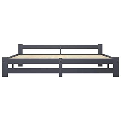 Bedframe massief grenenhout donkergrijs 200x200 cm