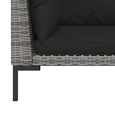 3-delige Loungeset halfrond poly rattan donkergrijs - thumbnail