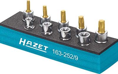 HAZET Gereedschapset - TORX® 163-252/9 - 3/8 inch (10 mm) vierkant hol - Buiten-TORX®-profiel, Binnen-TORX®-profiel - 9-delig - E8 - E14 - T25 - T50 HAZET Gereedschapset - TORX® 163-252/9 - 3/8 inch (10 mm) vierkant hol - Buiten-TORX®-profiel, Binnen-TORX®-profiel - 9-delig - E8 - E14 - T25 - T50