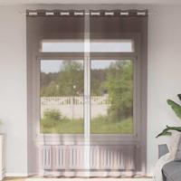 VidaXL Gordijnen voile met doorvoertules 2 st 140x300 cm bruin - thumbnail