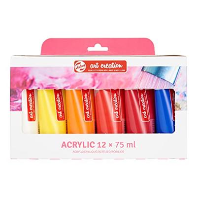 Talens Art Creation acrylverf tube van 75 ml, set van 12 tubes in geassorteerde kleuren