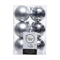 12 onbreekbare kerstballen zilver 6 cm - thumbnail
