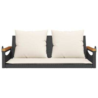 Schommelbank met kussens 109x62x40 cm poly rattan zwart