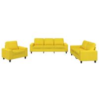 3-delige Loungeset stof lichtgeel - thumbnail