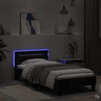 Bedframe met hoofdbord en LED-verlichting zwart 90x200 cm - thumbnail