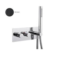 Inbouw Douchekraan Sanimex Giulini Thermostatisch 1-Uitgang Rechthoekig Incl. Handdouche En BOX Inbouwdeel Mat Zwart - thumbnail