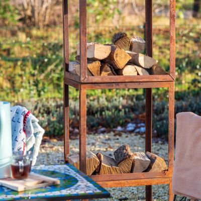 Hodr Handmade Houtopslag box 50 cm vuur houtblokken Roest