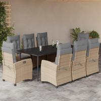 9-delige Tuinset met kussens poly rattan gemengd beige - thumbnail