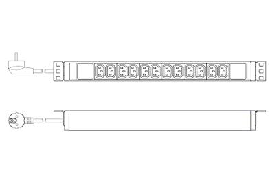 Digitus DN-95426 19 inch Stekkerdoos voor patchkast 1 HE Apparaatcontactdoos C13 10A Geschikt voor kastdiepte: vanaf 300 mm Aluminium, Aluminium (geëloxeerd),