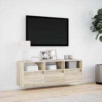 Tv-wandmeubel met LED-verlichting 130x31x45 cm sonoma eiken - thumbnail