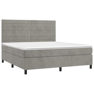 Boxspring met matras fluweel lichtgrijs 160x200 cm