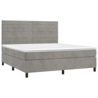 Boxspring met matras fluweel lichtgrijs 160x200 cm - thumbnail
