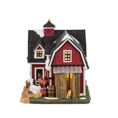 Lemax red barn veterinary hospital verlicht kersthuisje Harvest Crossing 2024