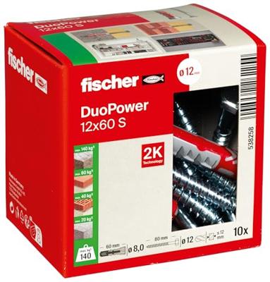 Fischer 538258 DUOPOWER 12x60 S LD 2-componenten plug 60 mm 12 mm 10 stuk(s) - thumbnail