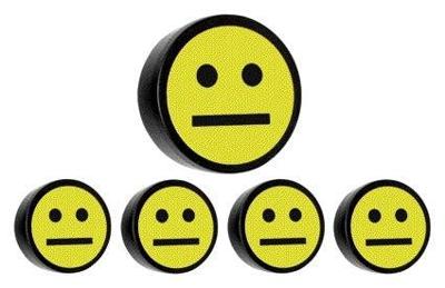 Magneet smiley 35mm geel 5 stuks Magneet smiley 35mm geel 5 stuks