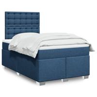 vidaXL Boxspring met matras stof blauw 120x190 cm, boxspring, ledikant, bedframe, bed, boxspring bed, bedbodem, seniorenbed, senioren bed - thumbnail