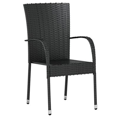 3-delige Tuinset poly rattan zwart