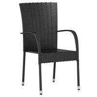 3-delige Tuinset poly rattan zwart - thumbnail