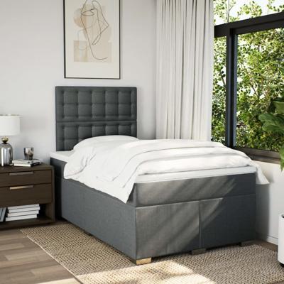 Boxspring met matras stof donkergrijs 120x190 cm
