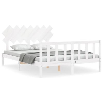 Bedframe zonder matras massief grenenhout wit 140x200 cm