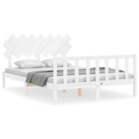 Bedframe zonder matras massief grenenhout wit 140x200 cm - thumbnail
