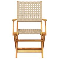 Tuinstoelen 4 st inklapbaar poly rattan en massief hout beige - thumbnail