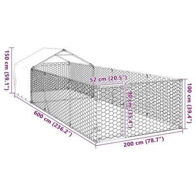 Hondenkennel met ren 6x2x1,5 m gegalvaniseerd staal