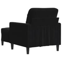 Fauteuil met voetenbank 60 cm fluweel zwart - thumbnail