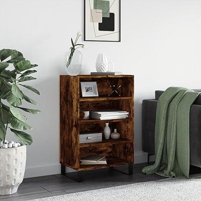 Hoge kast 57x35x90 cm bewerkt hout gerookt eikenkleurig