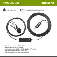 Mantona Lavalier Microfoon voor GoPro 3/3+/4, Lavalier-condensatormicrofoon, 2,8 m, mini-USB-stekker, GoPro 3 3+ 4 - thumbnail