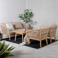 Nohr Loungeset 'Chandni' Acaciahout, Met bank, tafel en 2 stoelen, kleur Bruin - thumbnail