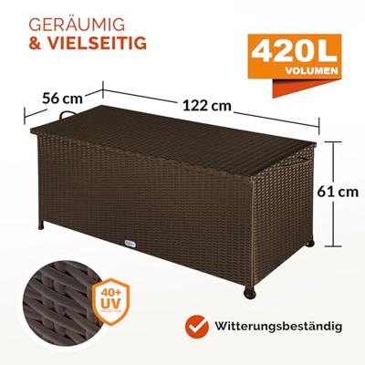 Polyrattan Kussenbox Bruin 122x56x61cm met Wielen