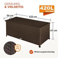 Polyrattan Kussenbox Bruin 122x56x61cm met Wielen - thumbnail