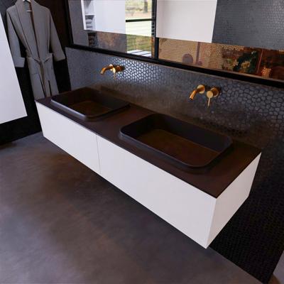 Badkamermeubelset Mondiaz Erin 150 cm met 2 Lades met RIDGE Wastafel Dubbel Urban Zonder Kraangaten Greeploos Mat Carrara Badkamermeubelset Mondiaz Erin 150 cm met 2 Lades met RIDGE Wastafel Dubbel Urban Zonder Kraangaten Greeploos Mat Carrara