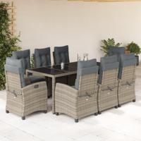 9-delige Tuinset met kussens poly rattan grijs - thumbnail
