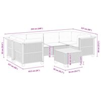 7-delige Loungeset met kussens poly rattan zwart - thumbnail