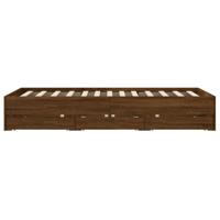 Bedframe met lades bewerkt hout bruin eikenkleur 135x190 cm - thumbnail