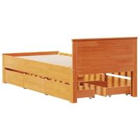 Bedframe met hoofdbord zonder matras hout wasbruin 90x190 cm - thumbnail