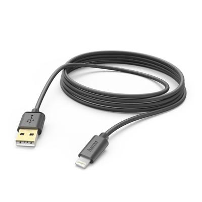 Hama USB-Kabel, USB-A naar Lightning, 3 m, zwart Oplader Zwart Hama USB-Kabel, USB-A naar Lightning, 3 m, zwart Oplader Zwart