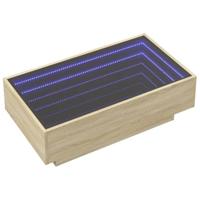 Salontafel met LED 90x50x30 cm bewerkt hout sonoma eikenkleurig - thumbnail